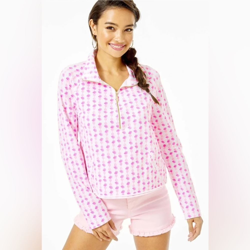 Lilly Pulitzer Ronan Cropped Popover in Pink Topaz Pineapples